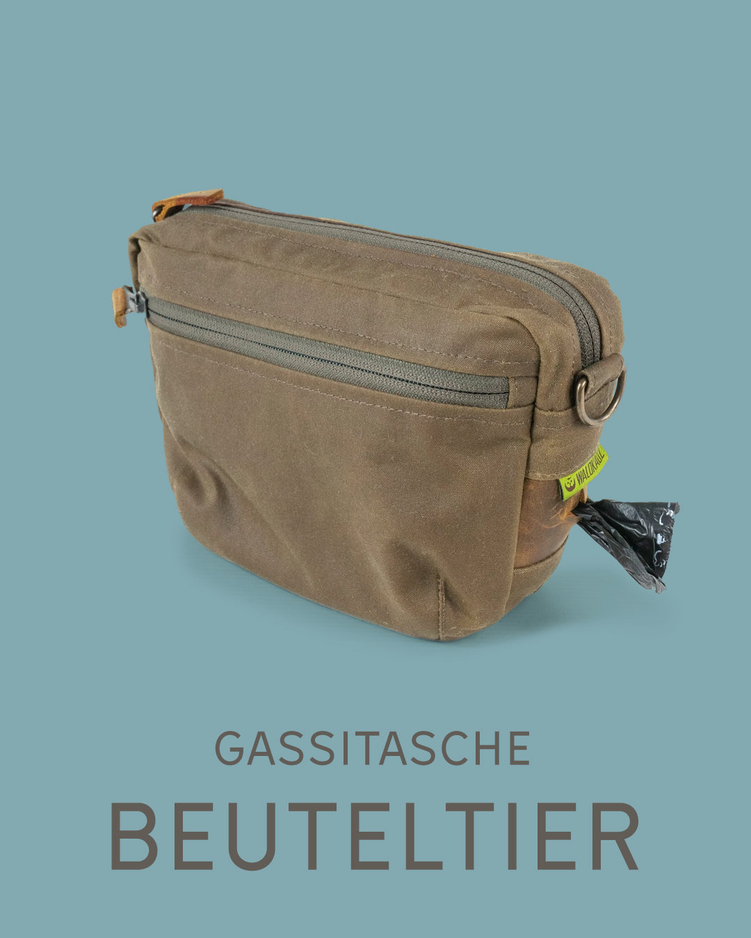 Die Gassitasche "Beuteltier" ist das "Muss" für jeden Hundespaziergang. Kompakt, praktisch und schnell griffbereit bietet sie Platz für alles, was unterwegs mit dem Hund nicht fehlen darf. #Hundetraining #Hund #SpaziergangmitHund #Hundearbeit #Hundeausbildung