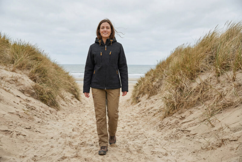 schwarze Damen-Lodenjacke